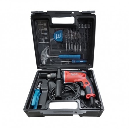 Електрическа ударна бормашина Makita MT M8100KX2, 710 W, 13 мм, + комплект инструменти