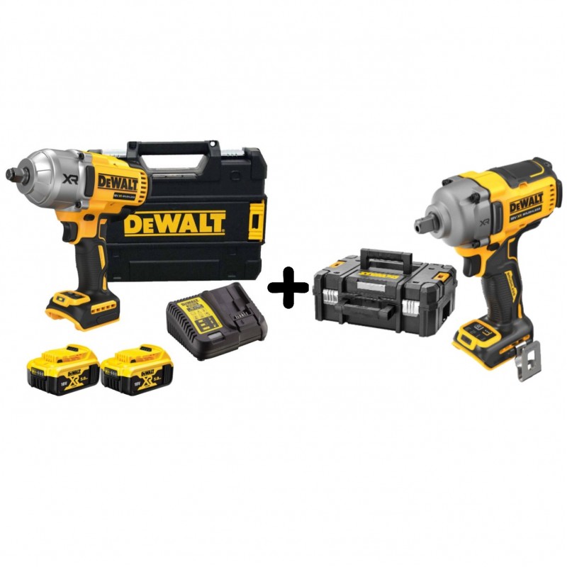 Комплект акумулаторни гайковерти Dewalt DCF900P2T + DCF892NT, 1/2, с две батерии 5ah и зарядно устройство - Промоции Dewalt