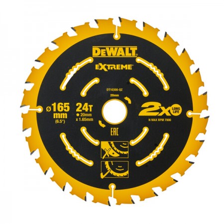 Циркулярен диск за дърво DT10300, 165мм, DeWalt Extreme