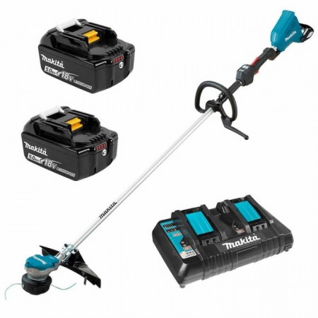 Акумулаторен тример Makita DUR368LPT2, 2х18 V, 2x5 Ah, 350 мм, с 2 батерии и зарядно