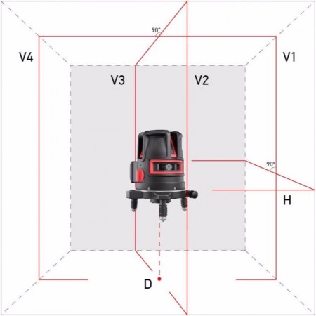 Лазерен нивелир ADA PROLiner 4V, 4 вертикални линии, 20 m, до 70 m с приемник, IP54, ADA PROLINER 4V