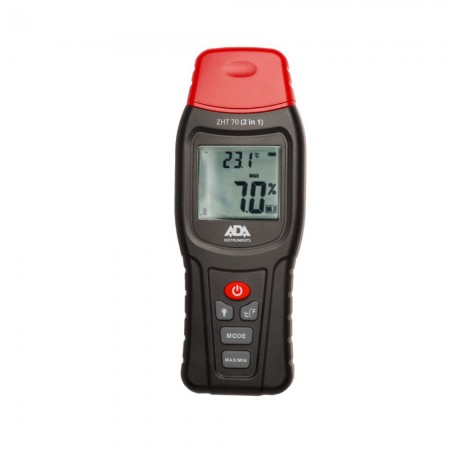 Влагомер ADA ZHT 70, 2 в 1, за дърво и строителни материали, 1–70%, -20 до +70°C, ADA ZHT 70