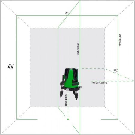 Лазерен нивелир ADA 3D LINER 4V GREEN, 1H + 4V + 1D, 40 m, до 70 m с приемник, ADA 3D LINER 4V GR