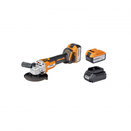 Акумулаторен безчетков ъглошлайф Baukraft BK-BAG73, 18 V, 2х4 Ah, 125 мм, с батерии, зарядно и куфар