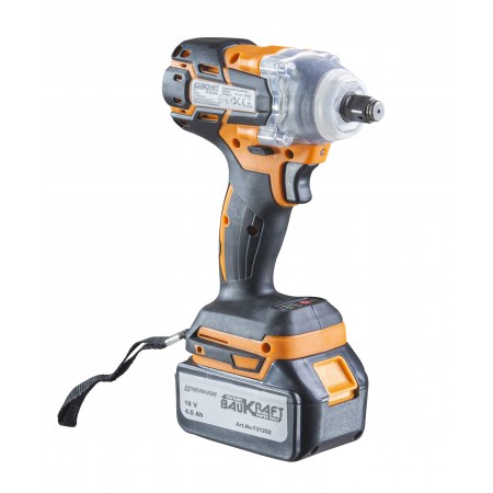 Акумулаторен безчетков гайковерт Baukraft BK-BCIW08, 1/2", 18 V, 320 Nm, с батерия 4 Ah, зарядно и куфар