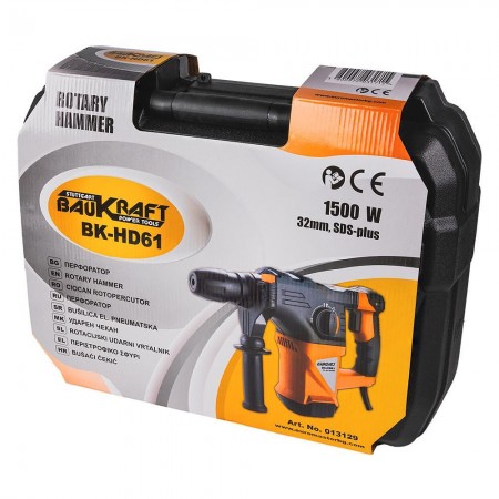 Електрически перфоратор Baukraft BK-HD61, SDS-PLUS, 1500 W, 5 J, с куфар