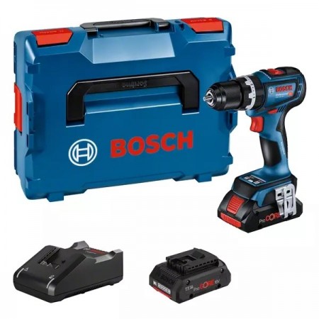 Акумулаторен ударен винтоверт BOSCH GSB 18V-90 C 06019K6104 с 2 батерии 4 Ah, зарядно и куфар, 06019K6104