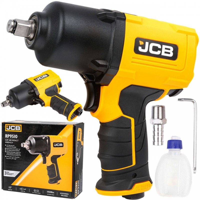 Пневматичен ударен гайковерт JCB, 1/2" 1450 Nm с 3 вложки, RP9510 KIT - Пневматични гайковерти