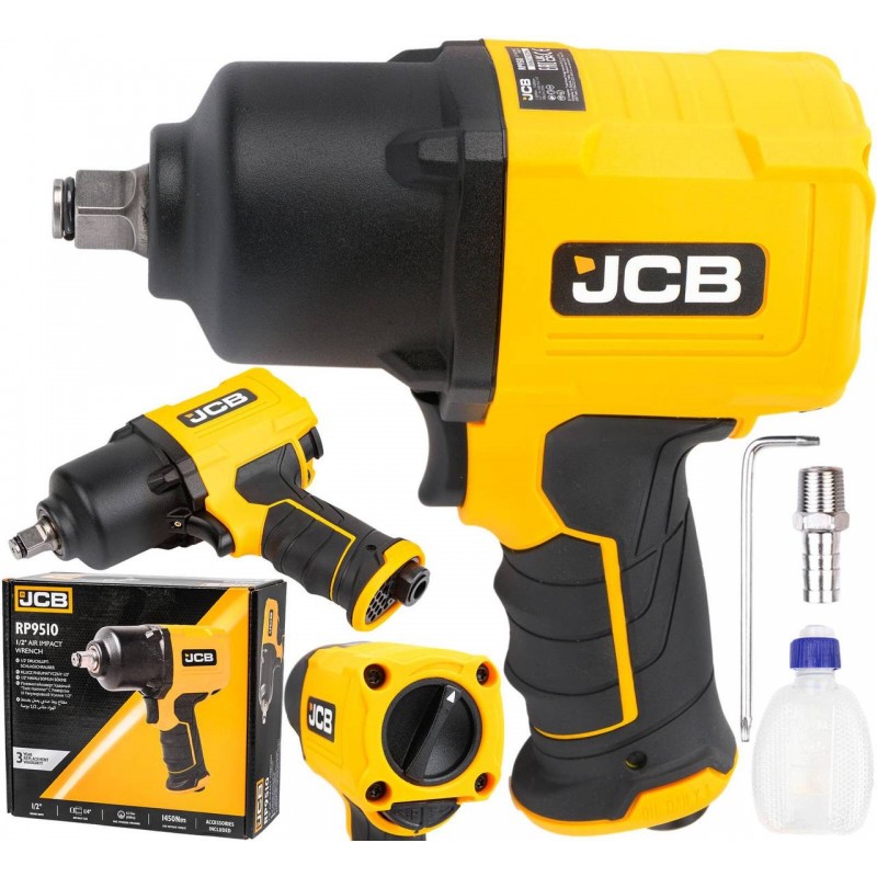 Пневматичен ударен гайковерт JCB, 1/2" 1450 Nm с 3 вложки, RP9510 KIT - Пневматични гайковерти