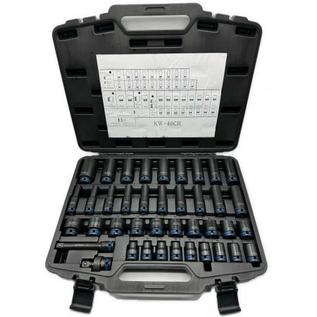 Комплект професионални ударни вложки 40 части 1/2", KRAFTWELLE, KW-40CR
