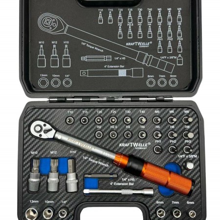 Динамометричен ключ 1/4", 5-25 Nm, 32 части, KraftWelle