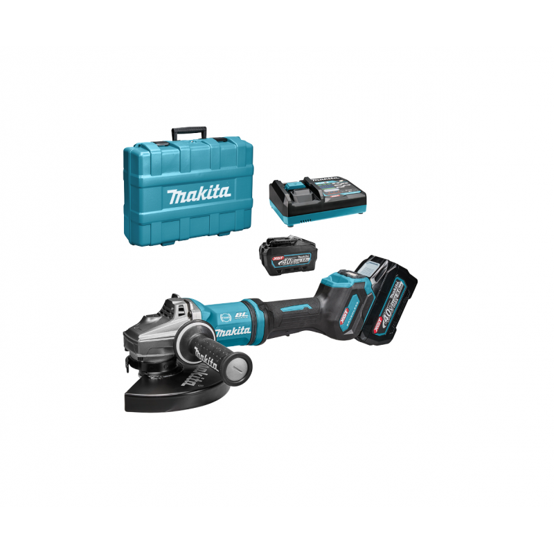 Ъглошлайф Makita акумулаторен с 2 батерии и зарядно, 40 V, 5 Ah, 230 мм, 6600 об./мин, GA038GT201 - Акумулаторни ъглошлайфи