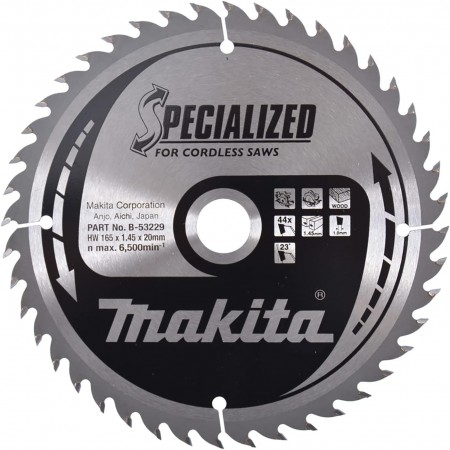 Циркулярен диск за дърво Makita, 165x20x1.45 мм, 44T, B-53207