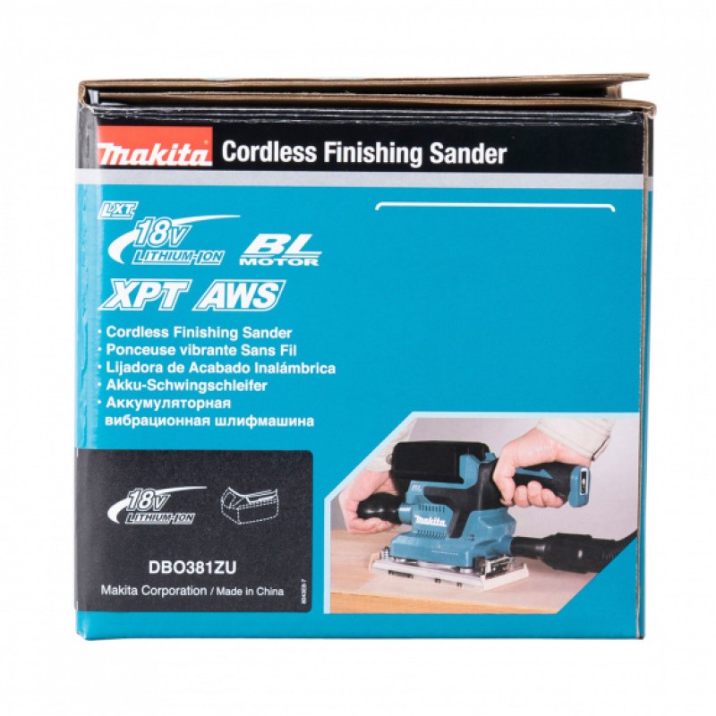 Акумулаторен виброшлайф Makita DBO381ZU, LXT, 18 V, 93x228 мм, без батерия и зарядно - Национална промоция Makita