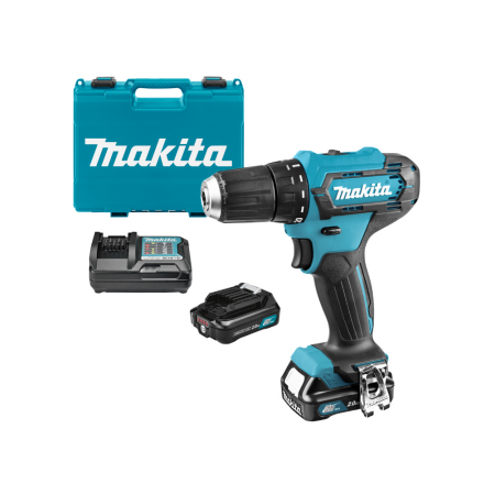 Акумулаторен винтоверт Makita с колекторен двигател с 2 батерии и зарядно, 12 V, 2 Ah, 30 Nm, 0.8-10 мм, DF333DWAE