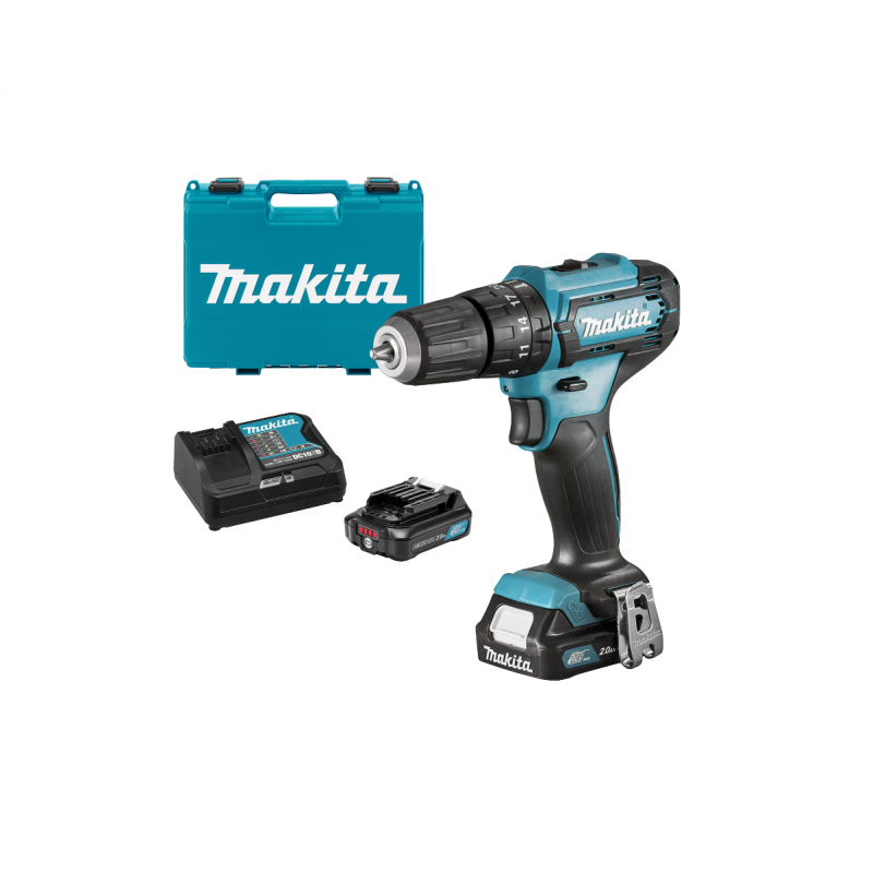 Акумулаторна бормашина Makita ударна с 2 батерии и зарядно, 12 V, 2 Ah, 30 Nm, 0-450/0-1700 об./мин, 0.8-10 мм, HP333DSAE - Национална промоция Makita