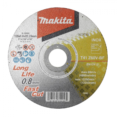 Диск за рязане на метал и неръждаема стомана Makita, 125x22.23x0.8 мм, E-22953