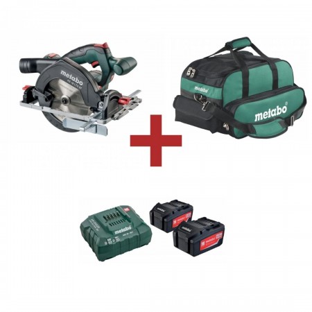 Акумулаторен циркуляр METABO KS 18 LTX 57, 18 V + базов комплект 18V ASC 55 + 2x4.0Ah + ПОДАРЪК сак за инструменти малък, P00436