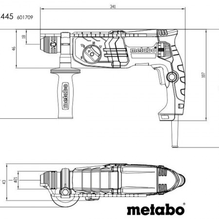 Електрически перфоратор METABO KHE 2445 KOMBI, 800 W, 24 мм