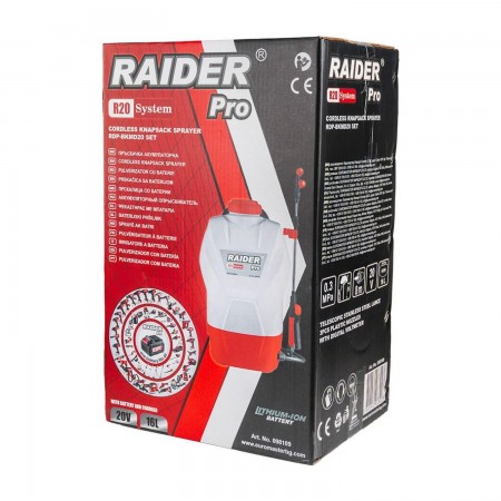 Акумулаторна пръскачка Raider RDP-BKMD20 Solo, 098109, R20, 20 V, 3 бара, 16 л, без батерия и зарядно