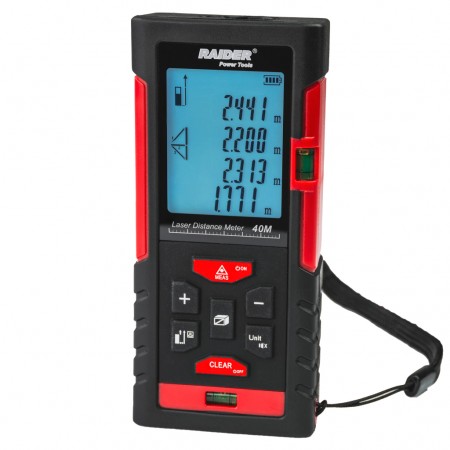 Лазерна ролетка Raider RD-LDM01, Pythagoras, 40 м, с батерии 2х1.5 V, 260802