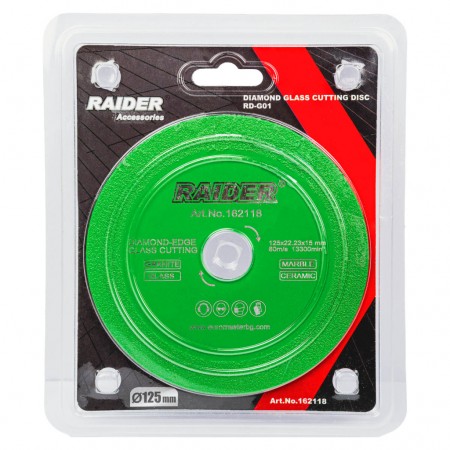 Диамантен диск за рязане на стъкло Raider RD-G01, 125x22.23 mm, 162118