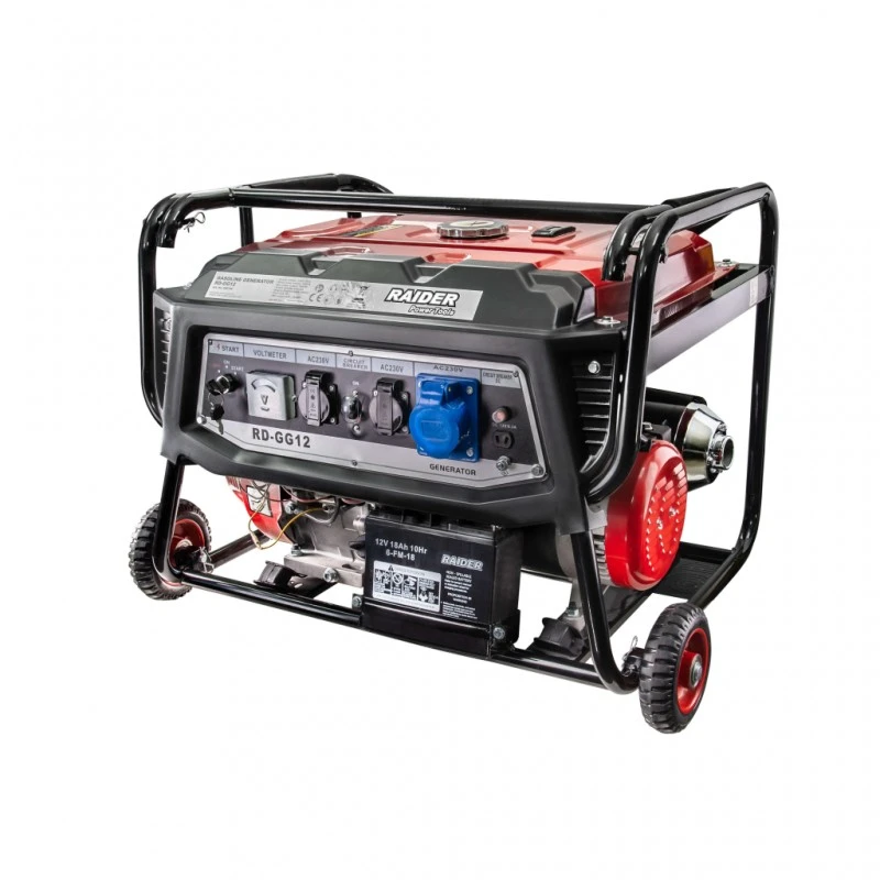 Монофазен бензинов генератор за ток Raider RD-GG12, 7.5 kW, 25 л, с ел. старт - Монофазни генератори