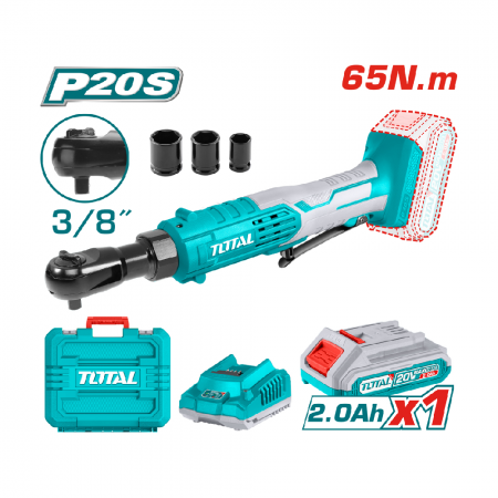 Акумулаторна тресчотка TOTAL, 3/8", 20 V, 1 x 2.0 Ah, TL TDRLI2060152
