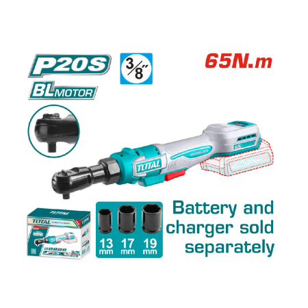 Акумулаторна тресчотка TOTAL, 3/8", 20 V, 65 Nm, без батерия, TL IND TDRLI206521