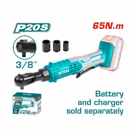 Акумулаторна тресчотка TOTAL, 3/8", 20 V, 65 Nm, TL TDRLI2060151