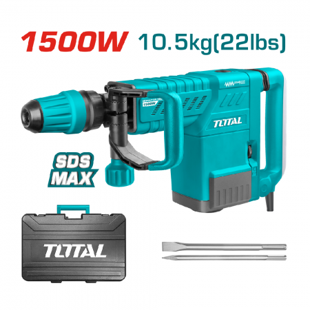Къртач TOTAL INDUSTRIAL, SDS Max, 1500 W, 6–25 J, 1000–1900 уд./мин, TL IND TH215002