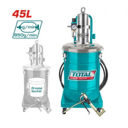 Пневматична система за гресиране TOTAL INDUSTRIAL, 45 L, 400 bar, 850 g/min, TL IND THT118452