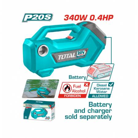 Акумулаторна помпа за вода и масло TOTAL Industrial, 20 V, 2800 L/h, TL IND TTPLI2001