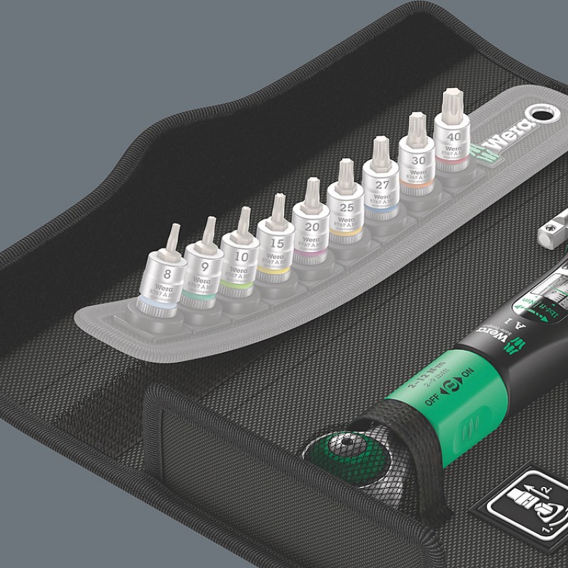 Динамомeтричен ключ WERA Safe-Torque A 1 с тресчотка и вложки 1/4", 2 - 12 Nm (10 части) - Динамометрични ключове
