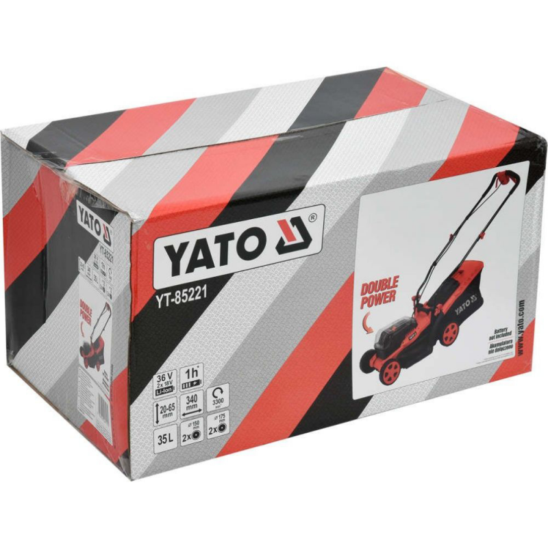 Акумулаторна косачка с кош YATO, YT 85221, 2 х 18 V, без батерия - Акумулаторни косачки