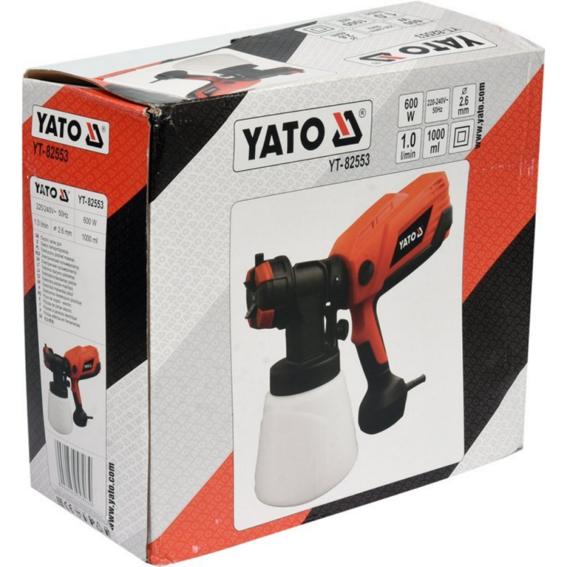 Електрически пистолет за боядисване YATO, YT 82553, 600 W, 1 Л/мин - Електрически пистолети за боядисване