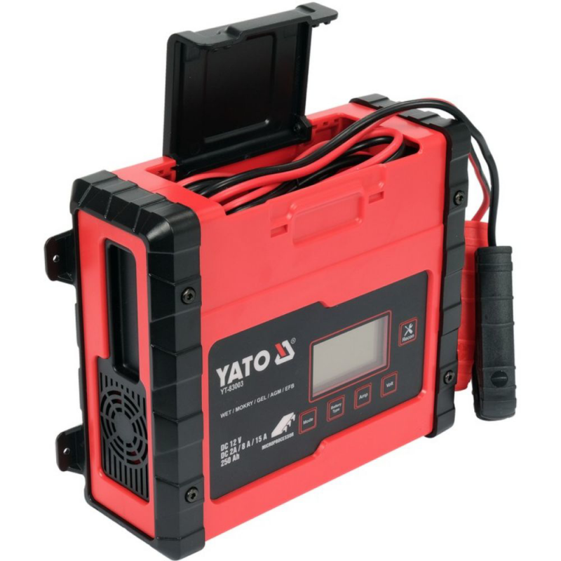 Зарядно за акумулатор YATO, YT 83003, LCD, 12 V, 2 A / 8 A / 15 A, 200 Ah - Зарядни устройства за батерии