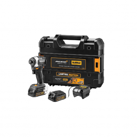 Акумулаторен ударен винтоверт DeWALT DCF85ME2GT McLaren, 18 V, 1/4", 205 Nm, с 2 батерии и зарядно