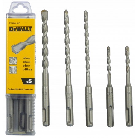 Комплект свредла за бетон DeWALT DT60301, SDS-plus, 5-10 мм, 5 бр.