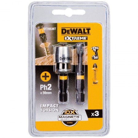 Комплект битове с магнитен държач DeWALT DT70536T, 3 части