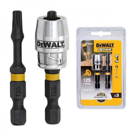 МАГНИТЕН АДАПТОР И 2 НАКРАЙНИКА TX25 - 50 ММ DEWALT DT70538T