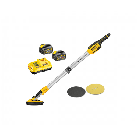 Шлайф DeWALT орбитален за стени и тавани акумулаторен с 2 батерии и зарядно, ф 225 мм, 54 V, 2 Ah, 700-1200 об./мин, DCE800T2