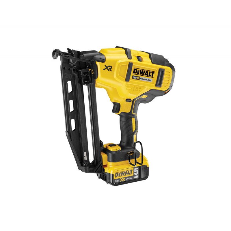 Такер DeWALT акумулаторен за гвоздеи с 2 батерии и зарядно, 18 V, 5 Ah, 16GA, 32-63 мм, DCN660P2 - Акумулаторни такери за пирони