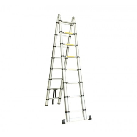 Алуминева телескопична двураменна стълба GRASKO GR55110, 2x8, 500 см