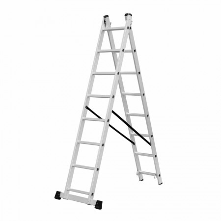 Двураменна алуминиева стълба Vorel STEP 208A, 2 x 8, 3.68 м, 150 кг