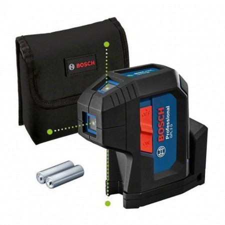 Зелен лазерен точков нивелир Bosch GPL5G Professional, 30 м, с 2 батерии AA