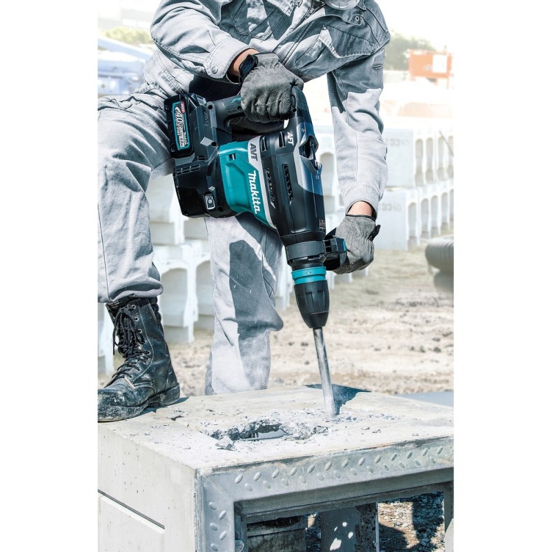Перфоратор Makita акумулаторен с 2 батерии и зарядно, SDS-max, 40 V, 4 Ah, 8 J, 1450-2900 уд./мин, HR005GM202 - Акумулаторни перфоратори