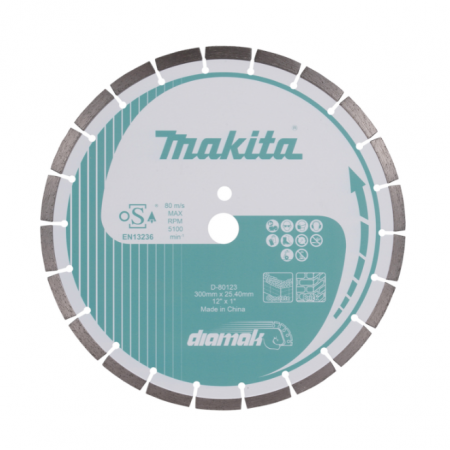 Диамантен диск Makita D-80123 Diamak | Ø 300 мм, отвор 25.4 мм, за бетон и тухли, за сухо и мокро 