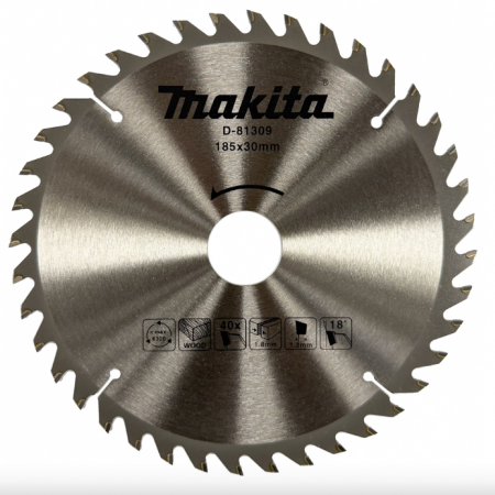 Циркулярен диск за дърво Makita D-81309, Ø 185 мм, вътрешен отвор 30 мм, 40 зъба