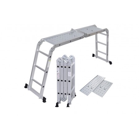 Алуминиева мултифункционална стълба Smart Storage, 4x3, 370 см, 150 кг, с платформа